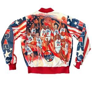 Chalk Line Dream Team Satin Jacket Medium Vintage USA Olympics Jordan Bird Magic